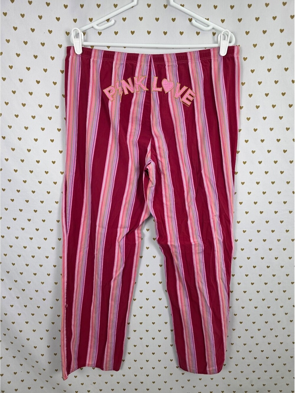 Victorias Secret Pink Striped Vintage Y2k Sleep Rock Roll Pants Pajama Bottoms
